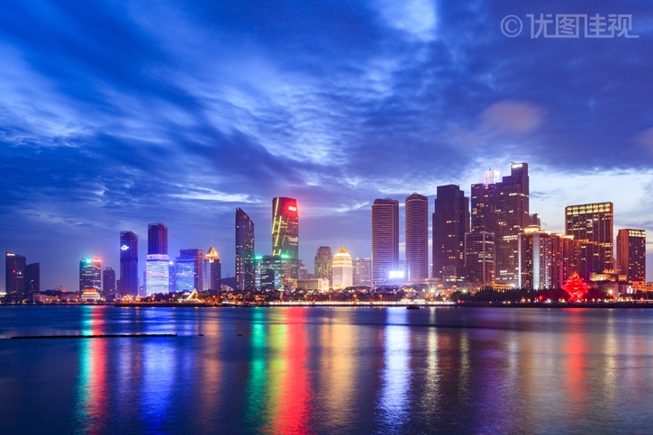 山东青岛奥体帆船中心夜景